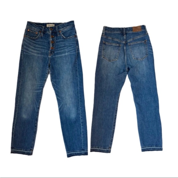 Madewell Denim - Madewell The Perfect Vintage Crop Jean Sz 26 HR Button Fly Blue Denim Dark Wash